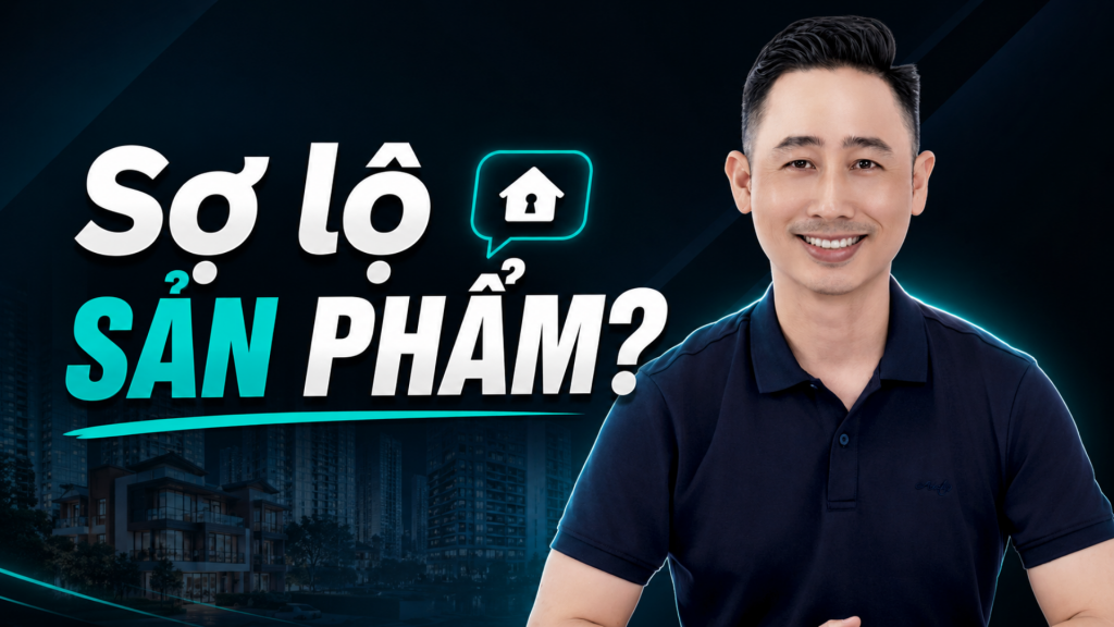 Sợ lộ sản phẩm khi làm video bất động sản, Đăng Dương mặc áo polo xanh than trên nền tối có hình khu nhà phố